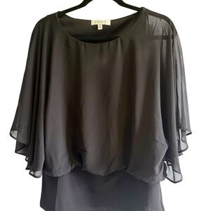 CHAUS Black Layered Chiffon Blouse - Size M